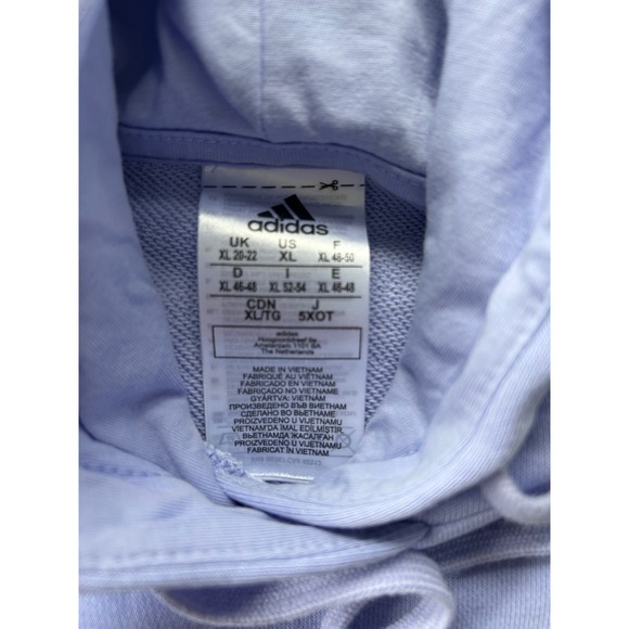 Adidas Women's XL Periwinkle Cropped 3 Stripe‎ Hoodie Sweatshirt Pullover - Picture 3 of 3
